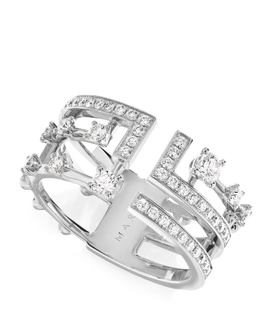 Marli New York asymmetric 18kt white gold diamond ring - British product