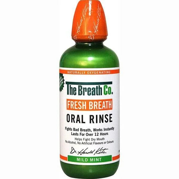 The Breath Co oral rinse mild mint 500ml, imported from the UK