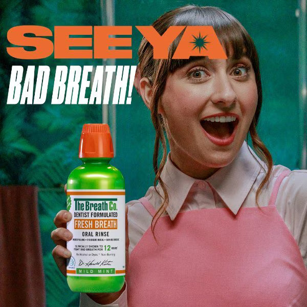 The Breath Co oral rinse mild mint 500ml, imported from the UK