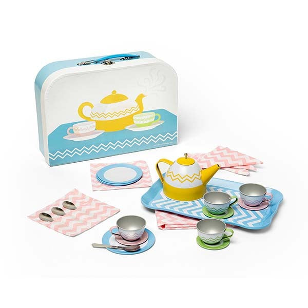 Bigjigs Toys Tin Tea Set With Carry Case GOODS Superdrug   