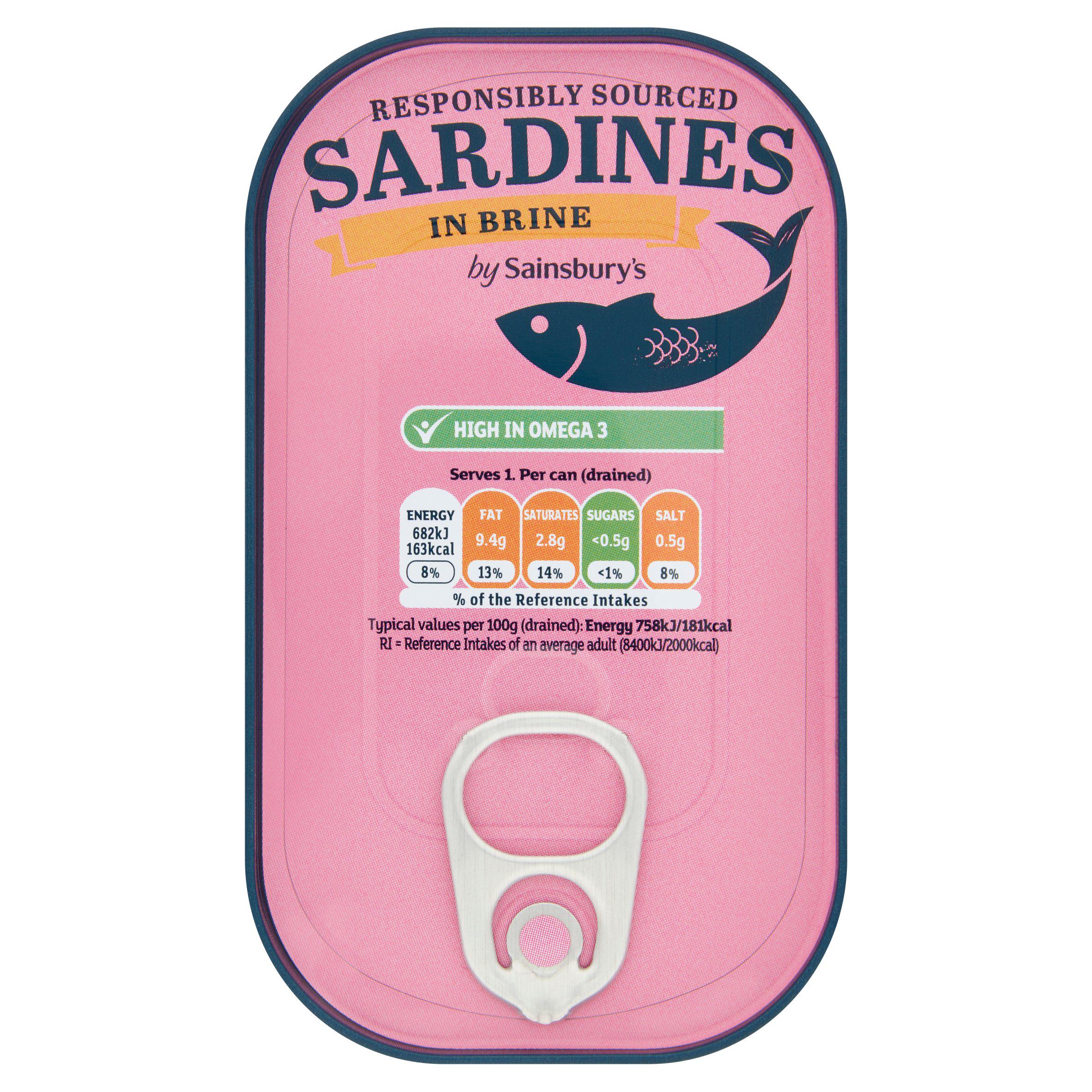 Sainsbury's Sardines in Brine 120g (90g*) Fish Sainsburys   