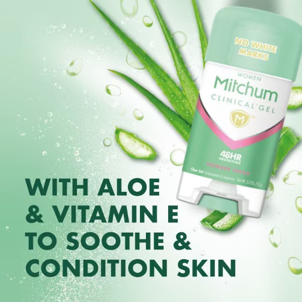Mitchum antiperspirant gel Powder Fresh 57g, imported from the UK
