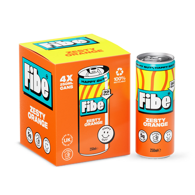 Holland & Barrett Fibe Soda Zesty Orange Drinks 4x 250ml- Buy online at McGrocer