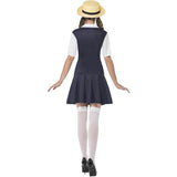 Smiffys school girl costume with dress, shirt, tie, hat (British brand)