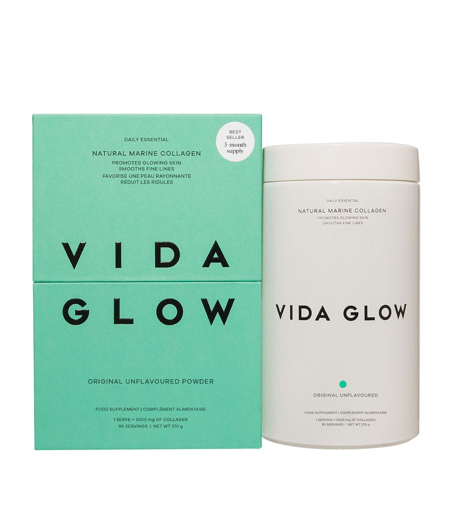 Vida Glow Natural Marine Collagen supplement 3 x 90g (British brand)