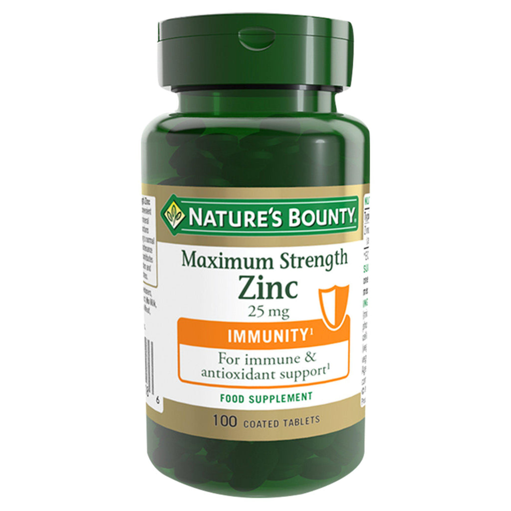 Nature's Bounty Maximum Strength Zinc Coated Tablets, 25mg x100