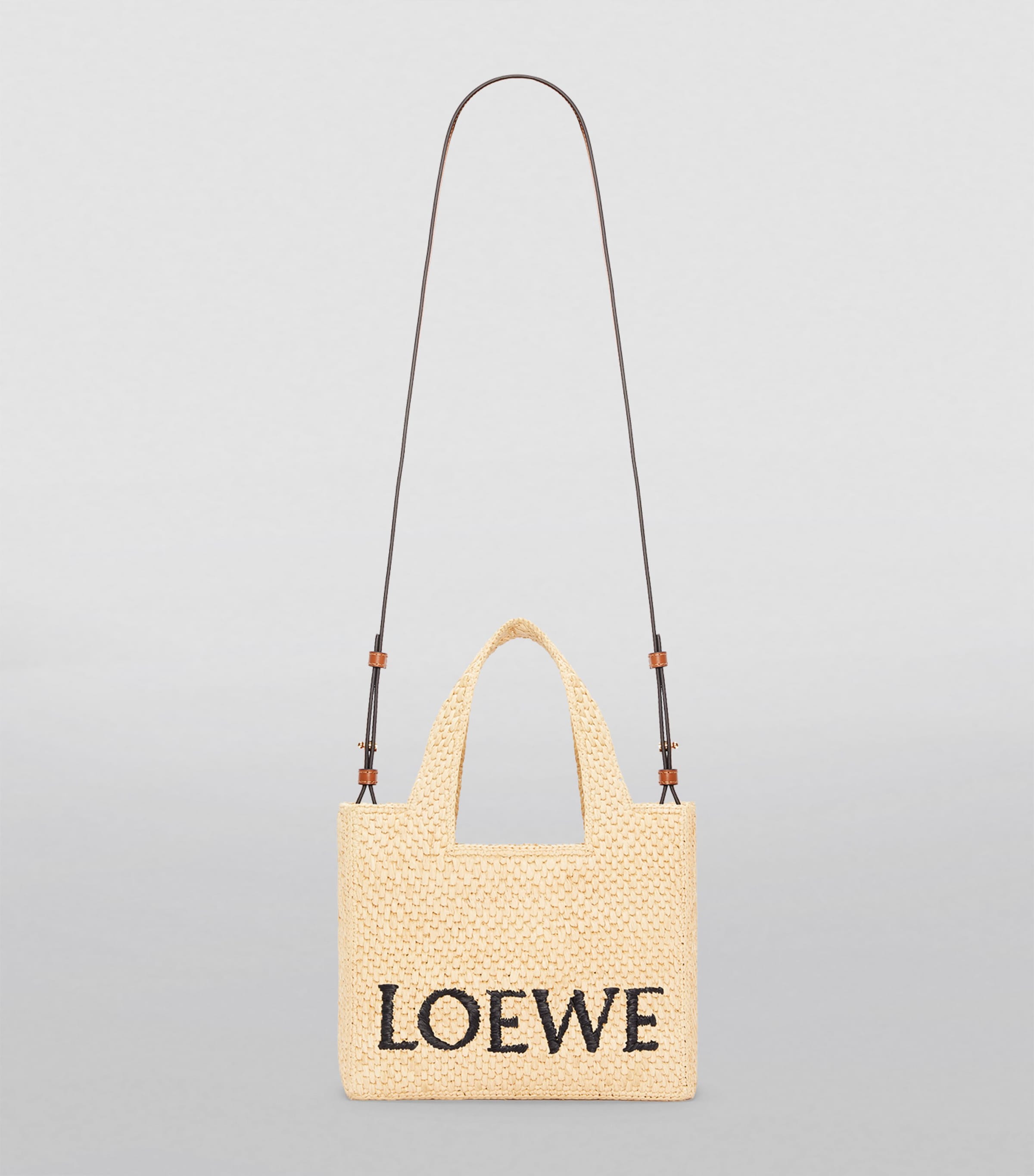 LOEWE Small Font Tote Bag raffia, imported from the UK