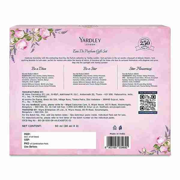 Yardley London perfume trio 3x30ml (British brand)