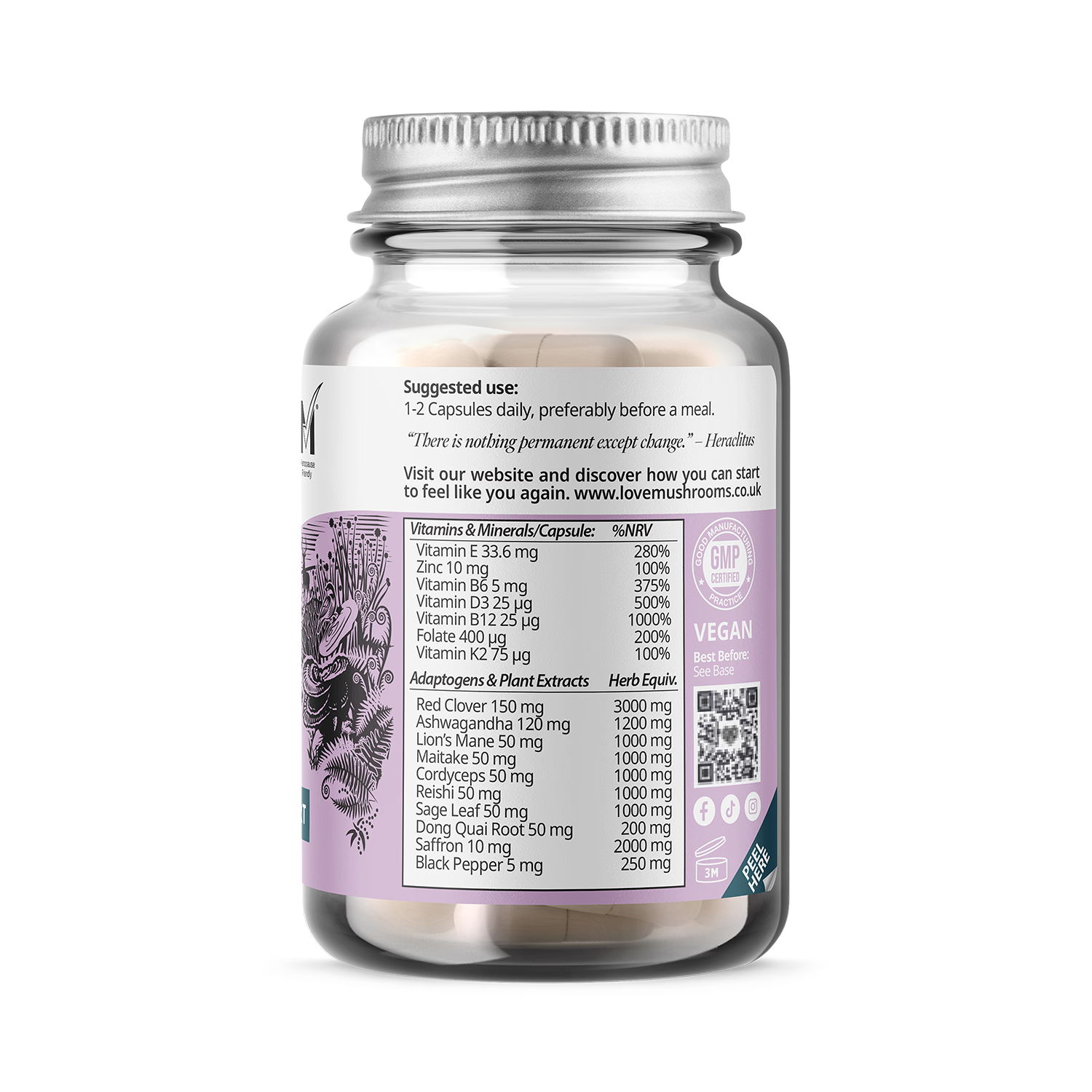 Love Mushrooms perimenopause mushroom blend 60 capsules (British brand)