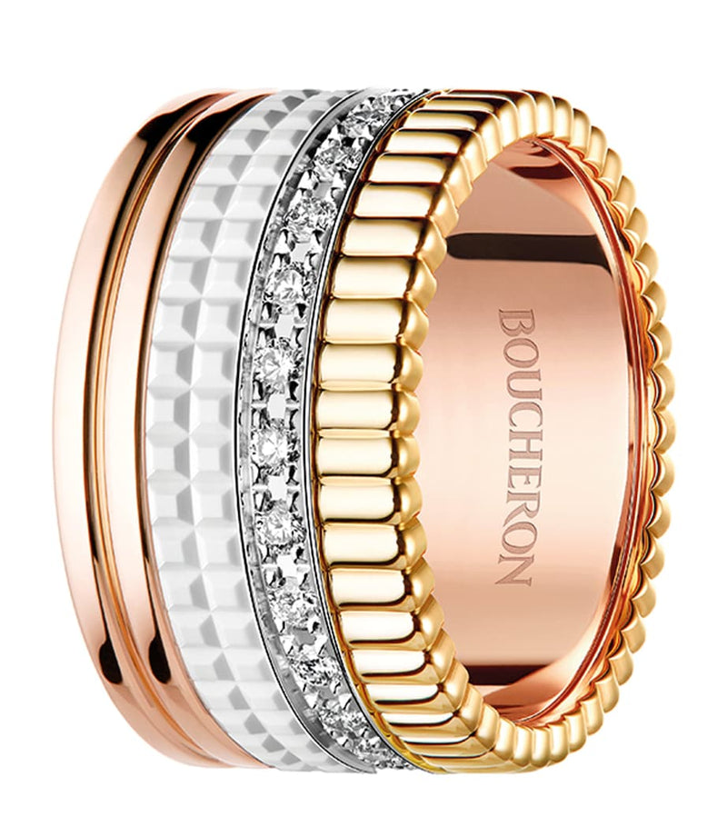 Boucheron Quatre White Edition ring 18k gold diamonds (British brand)