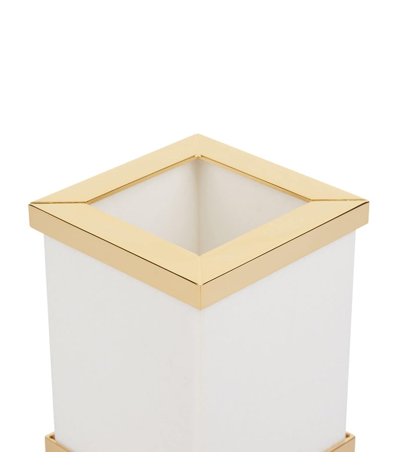 Marble Toilet Brush Holder with Gold-Tone Hardware