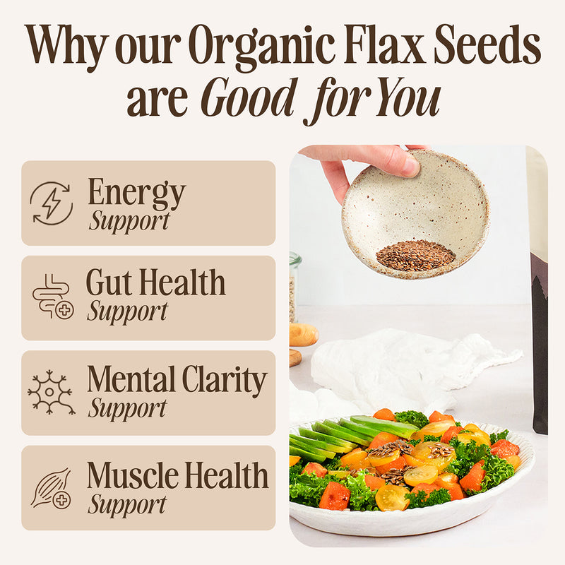 Seven Hills Wholefoods organic whole flax seeds 900g, imported from the UK