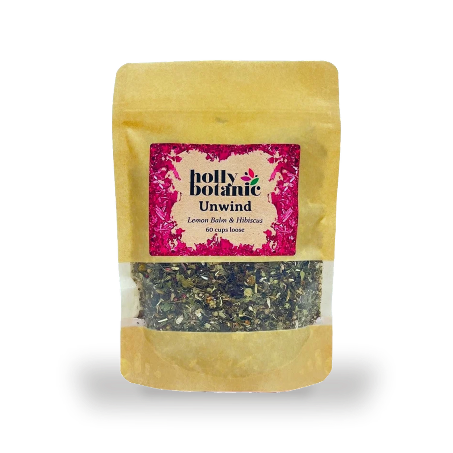 Holly Botanic Unwind Tisane lemon balm hibiscus 60 cup loose (British brand)