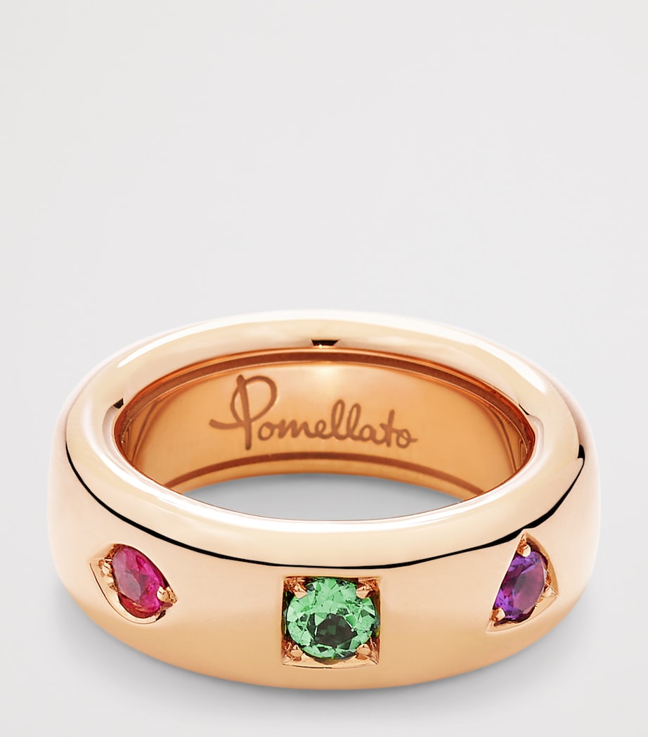 Pomellato rose gold mixed stone Slim Iconica ring, UK version