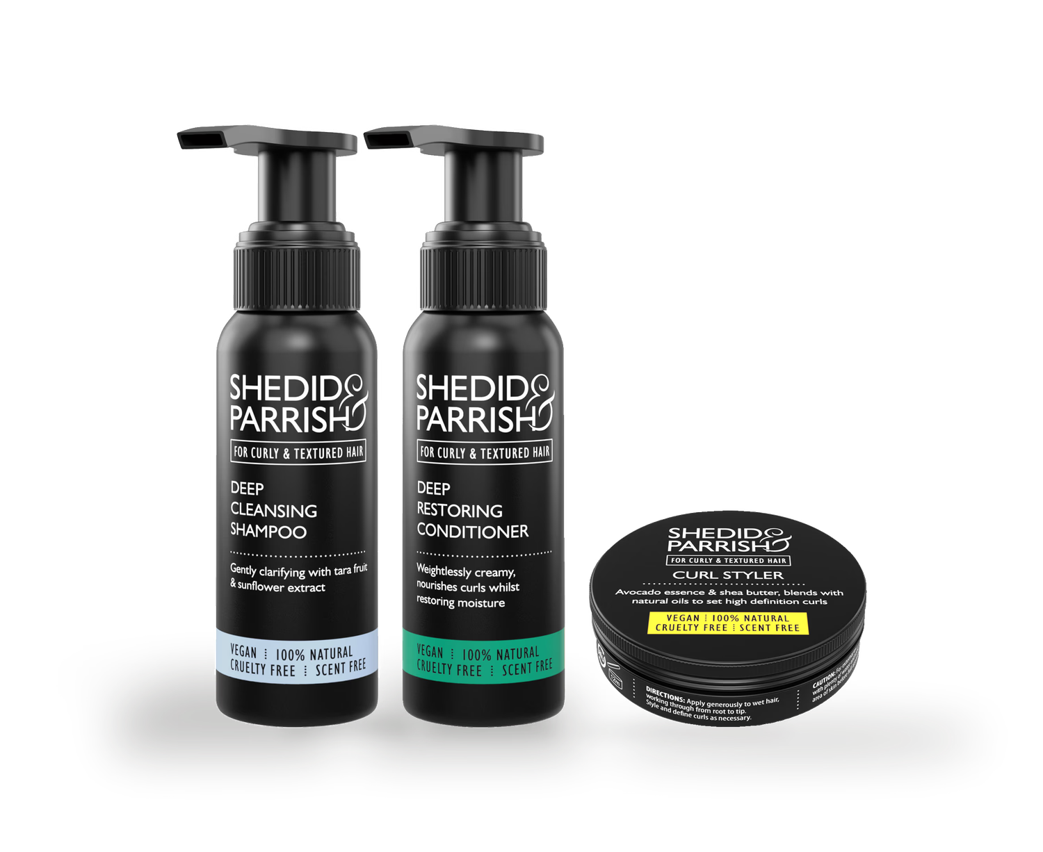 Shedid & Parrish mini curl discovery set travel sizes (British brand)