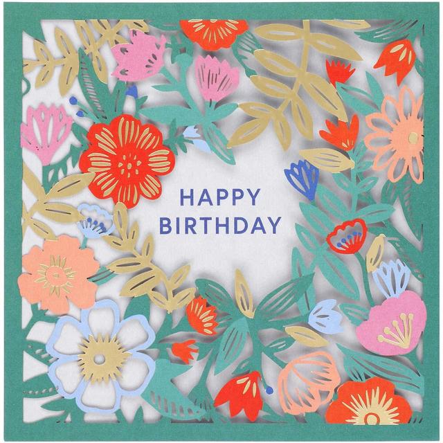 M&S Happy Birthday Floral Laser Cut Card Miscellaneous M&S   