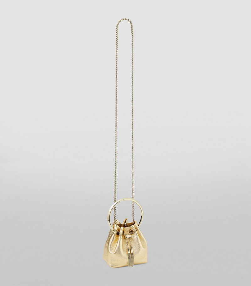 Jimmy Choo Micro Bon Bon top-handle bag metallic leather (British brand)