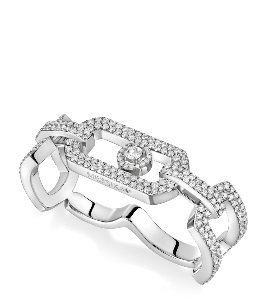 Messika So Move white gold and diamond two-finger pavé ring 1.78ct - British product