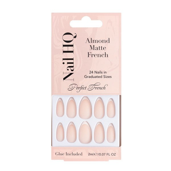 Nail HQ almond matte french false nails 24 pieces (British brand)