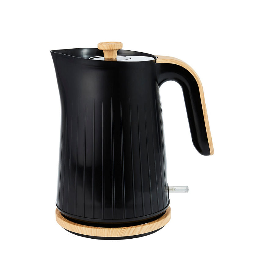 George Home Black And Wood Textured Scandi Fast Boil Kettle 1.7L GOODS ASDA   