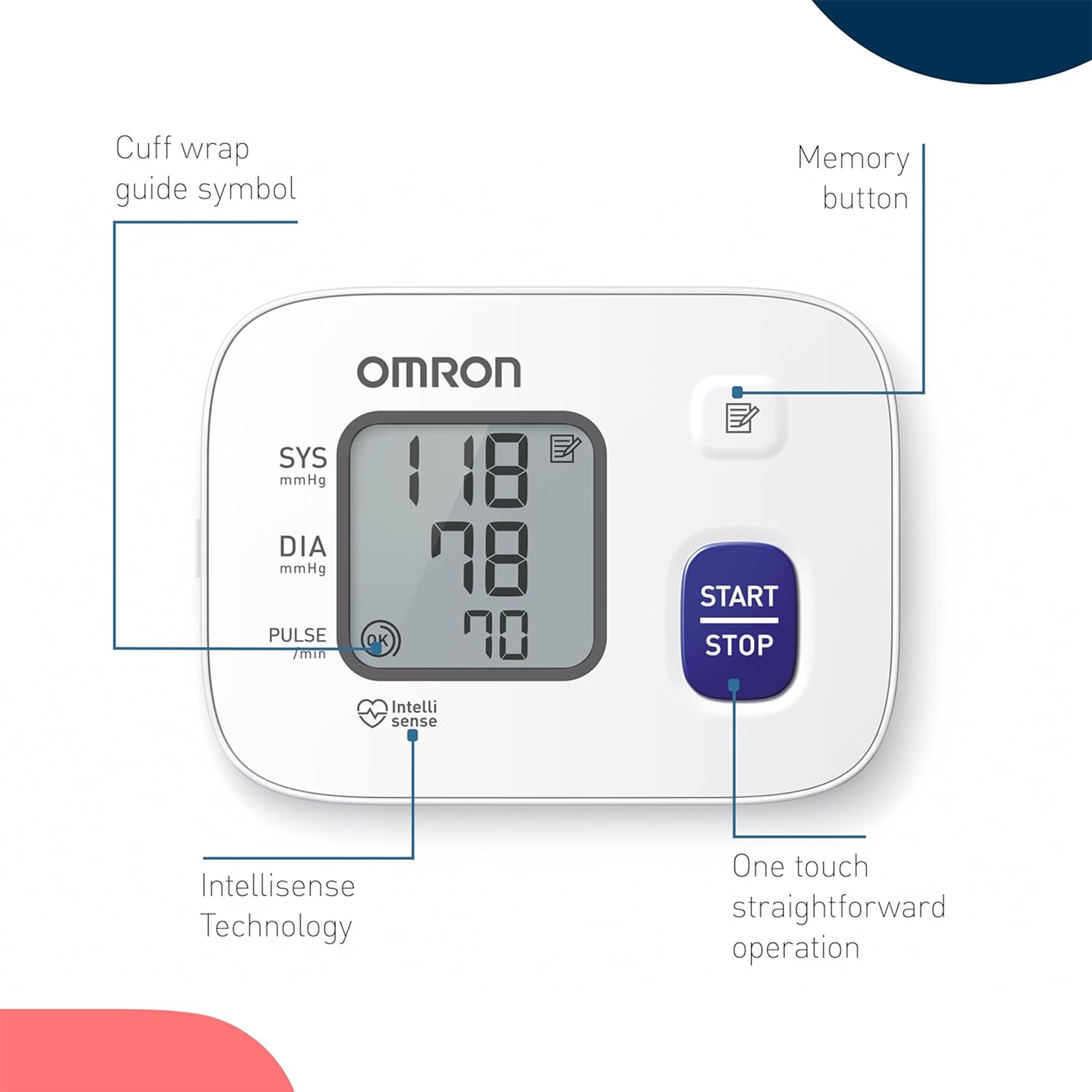 Omron wrist blood pressure monitor White/Grey - British product