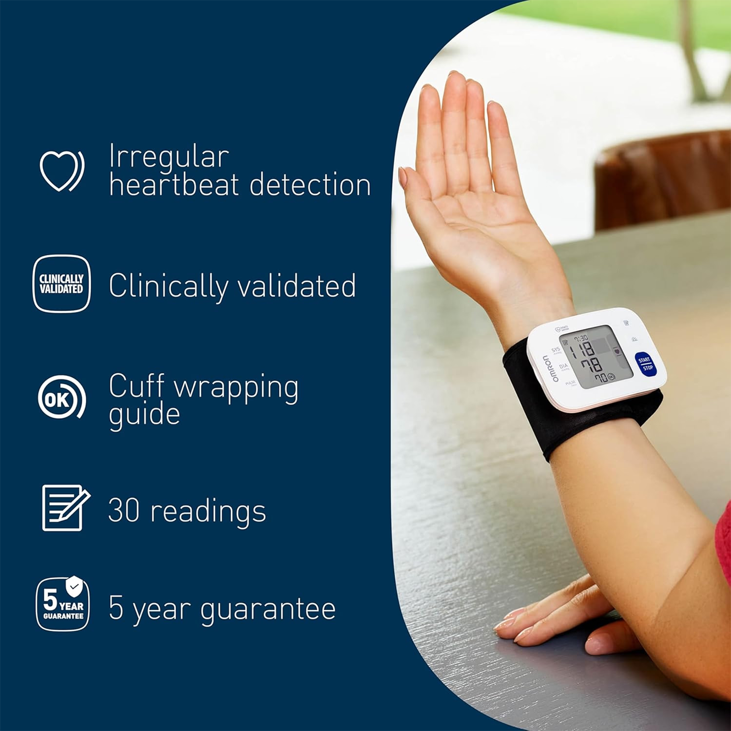 Omron wrist blood pressure monitor White/Grey - British product