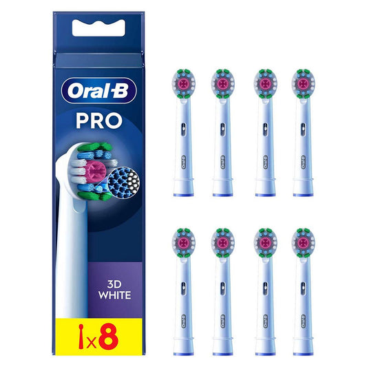 Oral-B 3D White Toothbrush Head with CleanMaximiser Technology, 8 Pack Dental Boots   