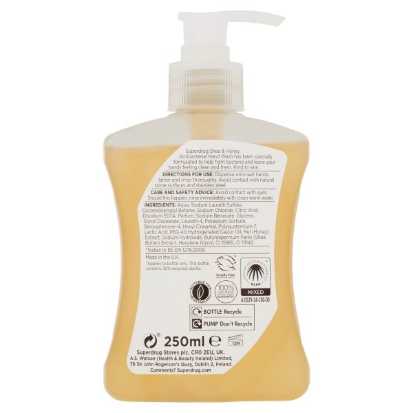 Superdrug Antibacterial Nourish Honey & Shea Handwash 250ml GOODS Superdrug   