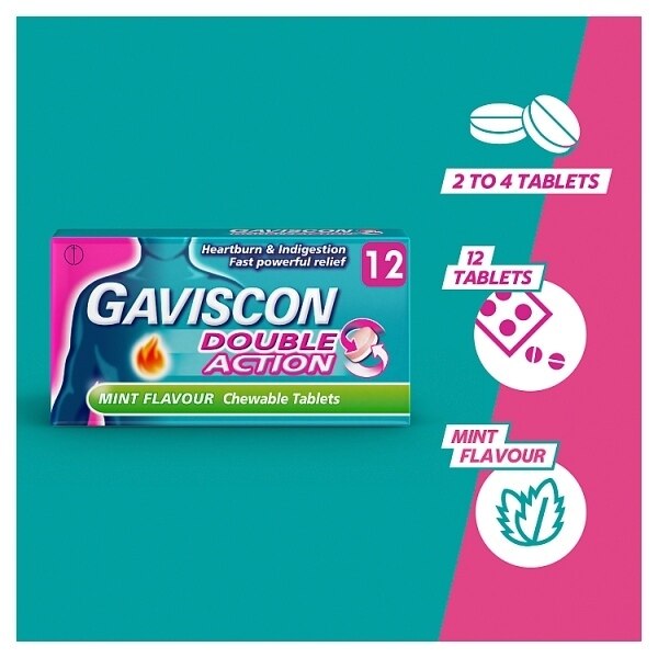 Gaviscon Double Action Tabs Heartburn Indigestion Mint 12s GOODS Superdrug   