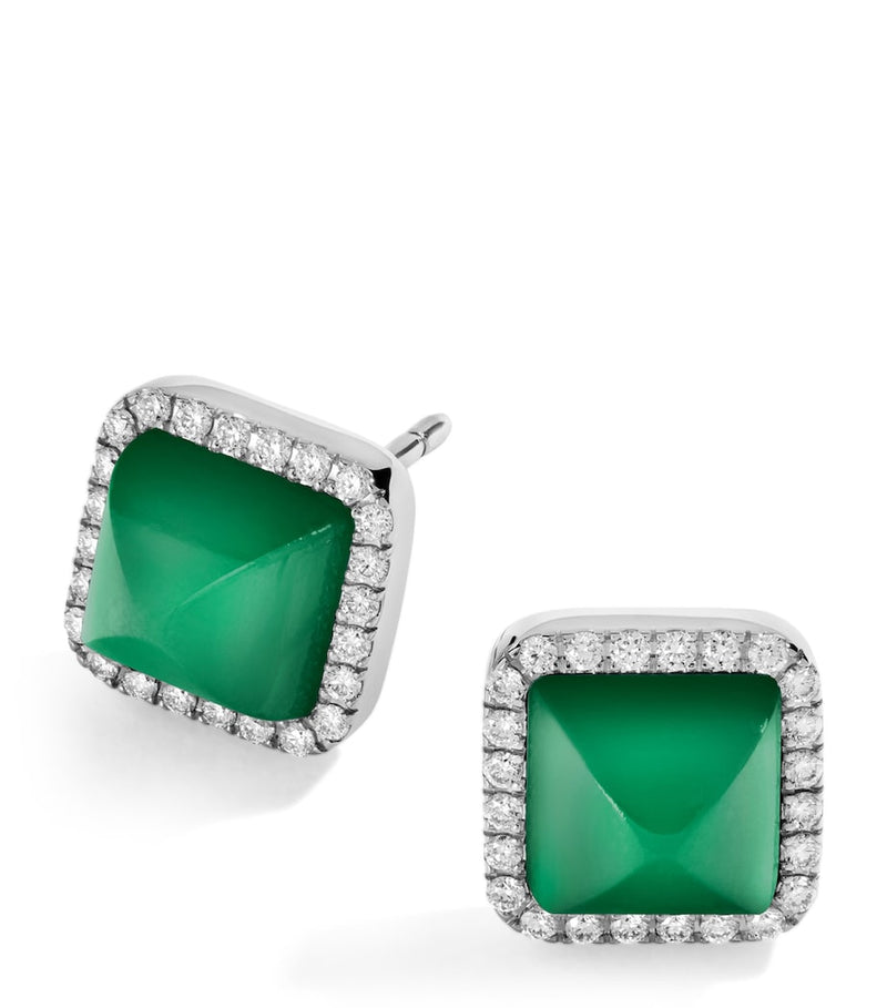 Marli New York Cleo pyramid earrings in 18kt white gold, UK version