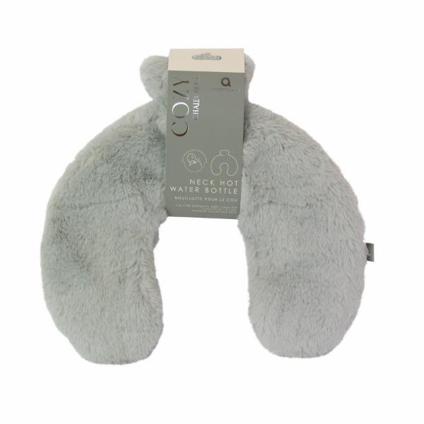 Aroma Home neck hot water bottle grey faux fur 1.8L (British brand)