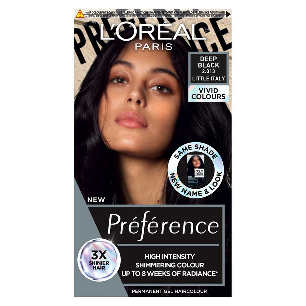 L'Oreal Paris Preference Vivids Permanent Hair Dye, Intense Luminous Colour, Deep Black 2.01