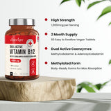 VitaBright Dual Active Vitamin B12 supplement 60 vegan tablets, UK version