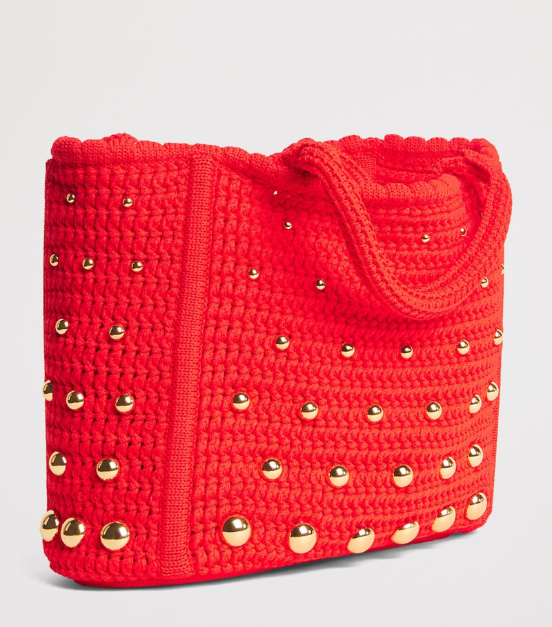 Sandro Paris crochet studded top-handle bag, UK version