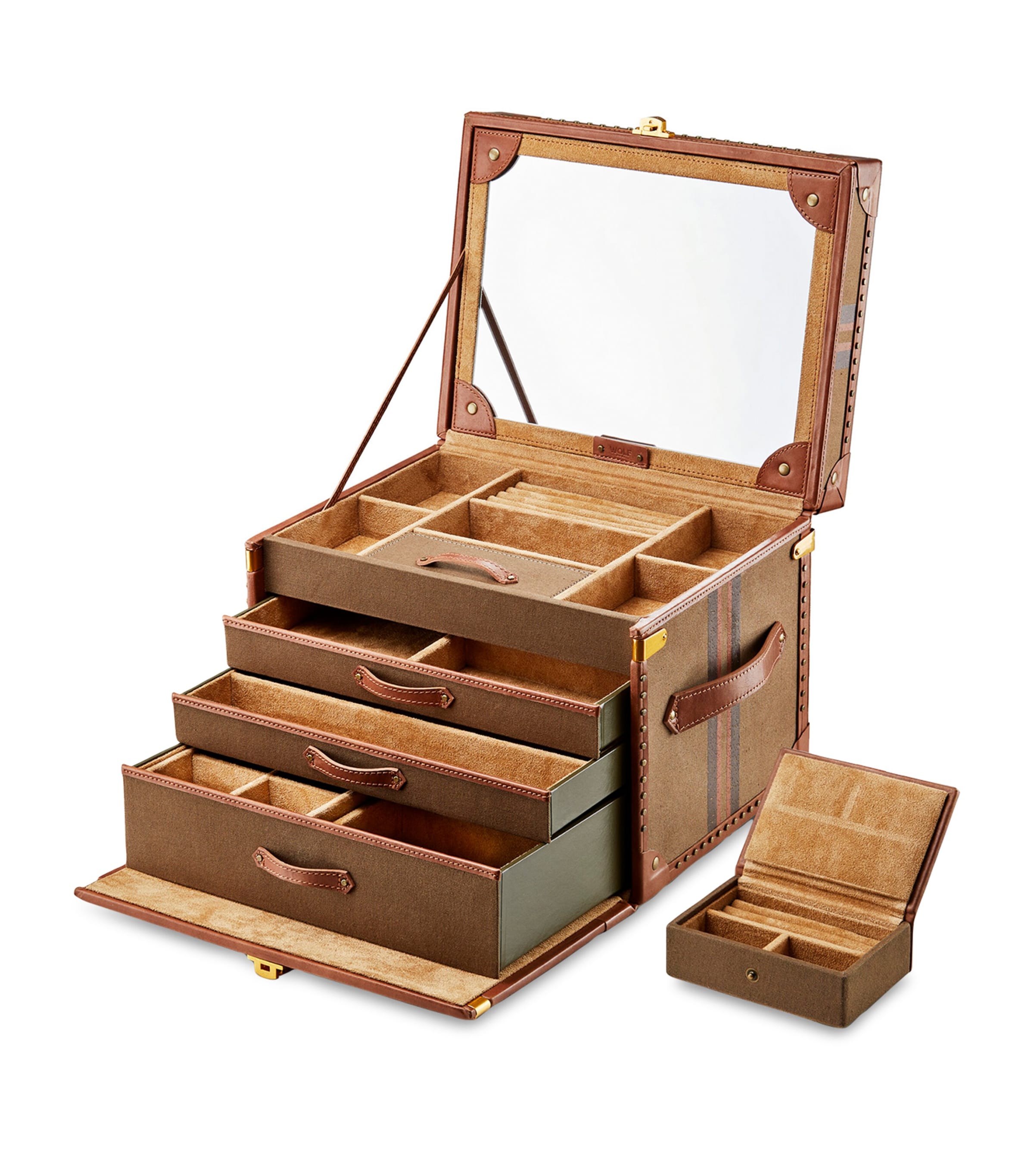 WOLF vegan leather trunk jewellery box with compartments (British brand)