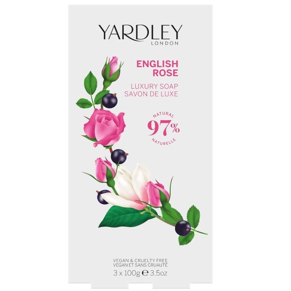 Yardley English Rose Moisturising Soap Bar 3x100g (British brand)