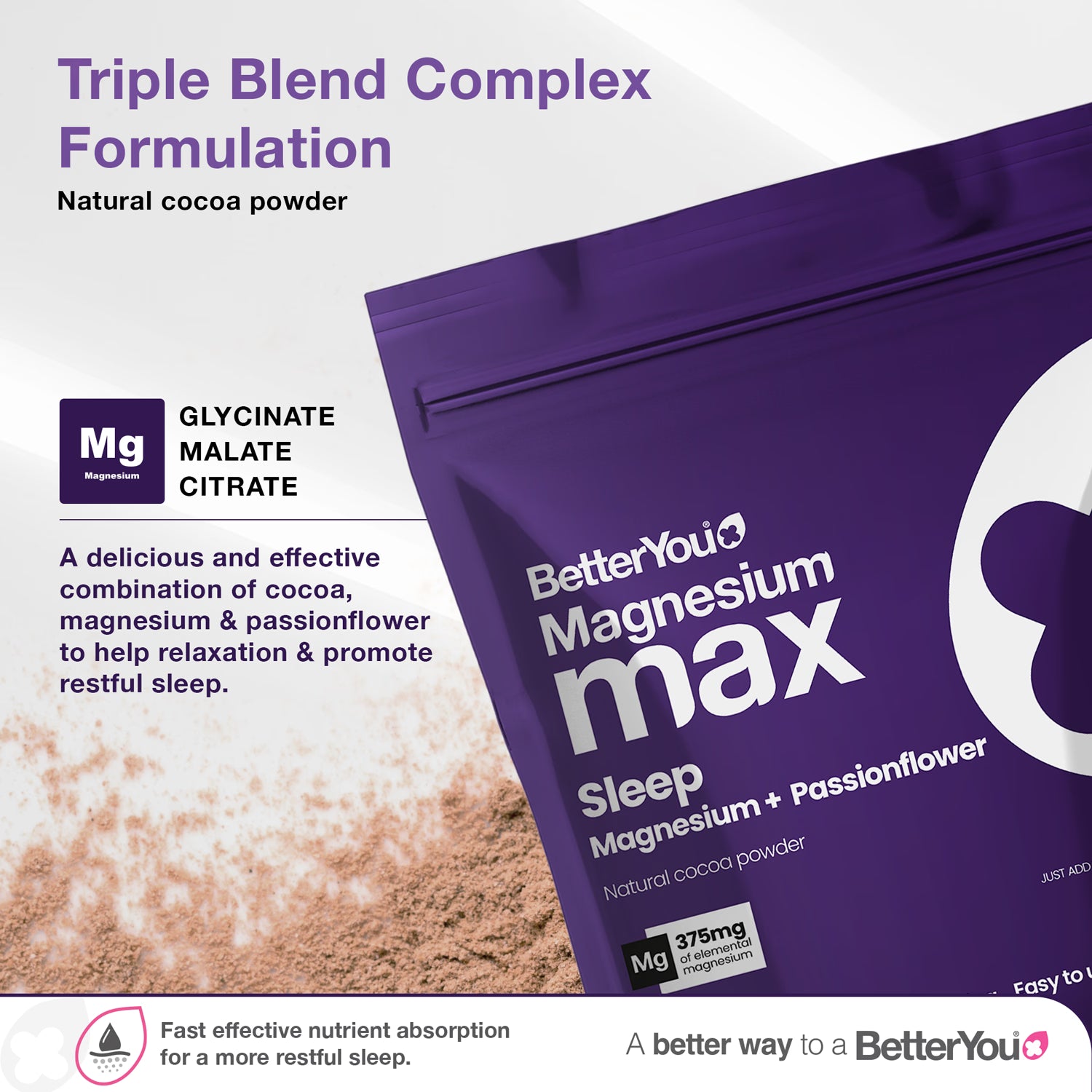 BetterYou Magnesium Max Sleep Powder 120g, UK version