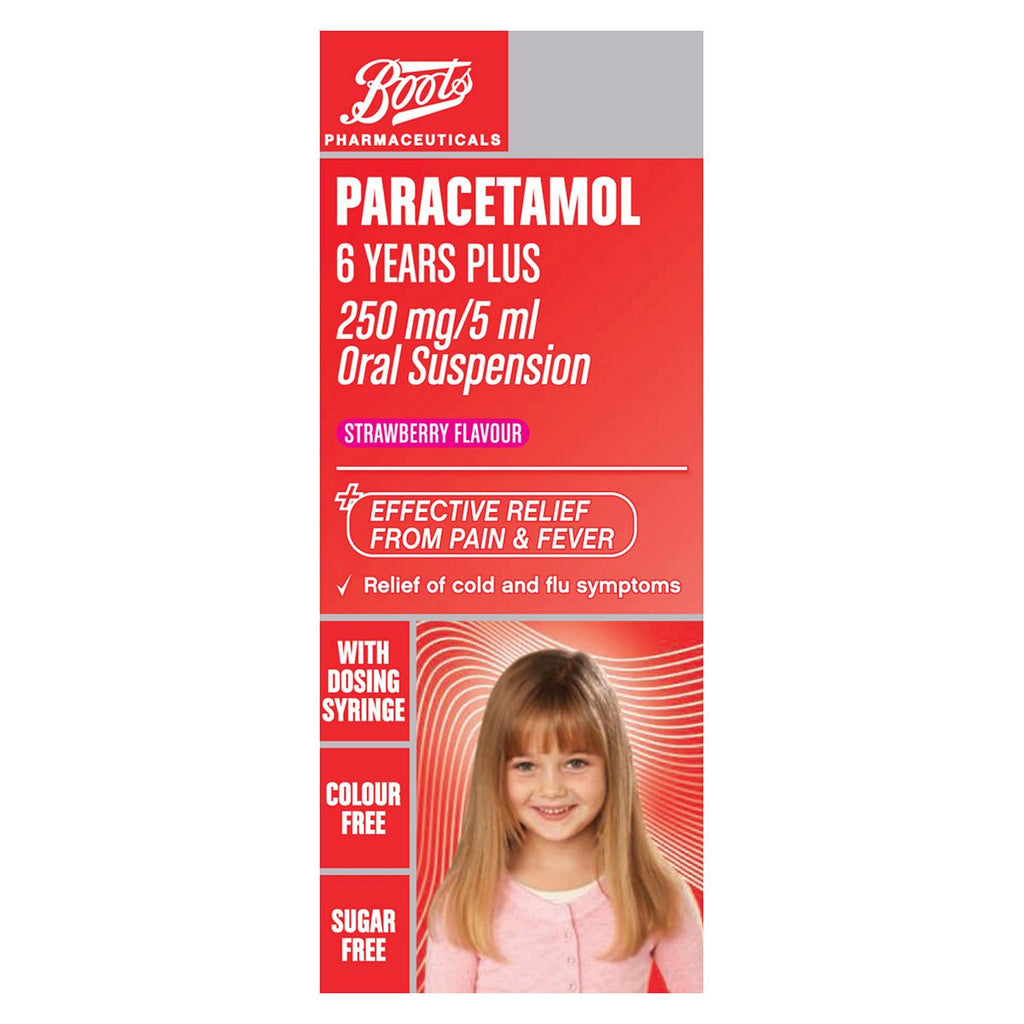 Boots Paracetamol 6 Years Plus 250 mg/5 ml Oral Suspension – 80 ml