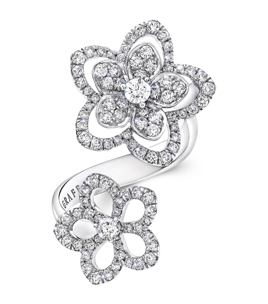 Graff Wild Flower ring white gold diamond, imported from the UK