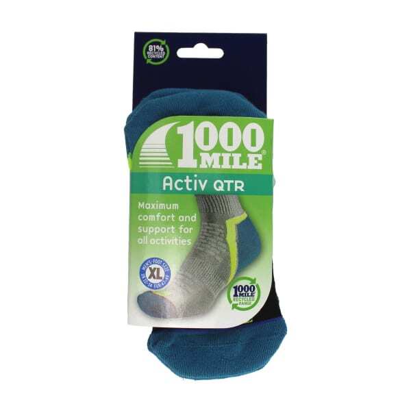 1000 Mile ankle socks Activ QTR Repreve, imported from the UK