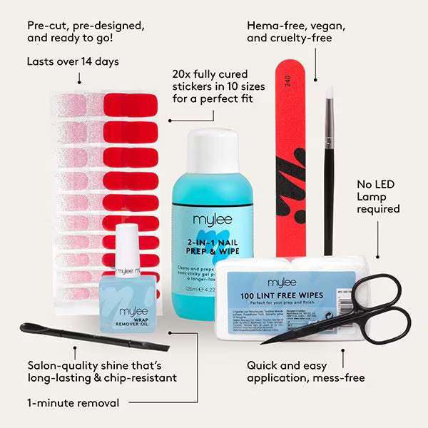 Mylee gel nail wrap kit complete system imported from the UK.