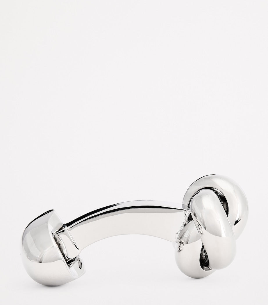 Babette Wasserman rhodium-plated metal knot cufflinks (British brand)