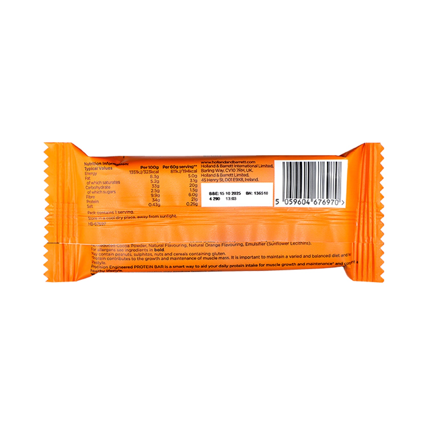 Precision Engineered milk chocolate orange protein bar 12x60g, imported from the UK