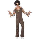 Smiffys Groovy Boogie Costume brown jumpsuit attached shirt (British brand)