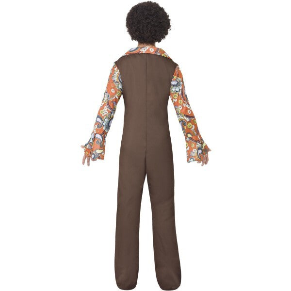 Smiffys Groovy Boogie Costume brown jumpsuit attached shirt (British brand)