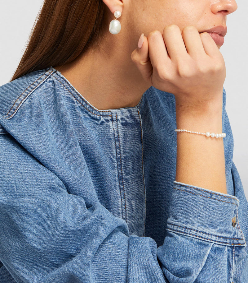 Sophie Bille Brahe Venus Blanc drop earrings with pearls and gold (British brand)
