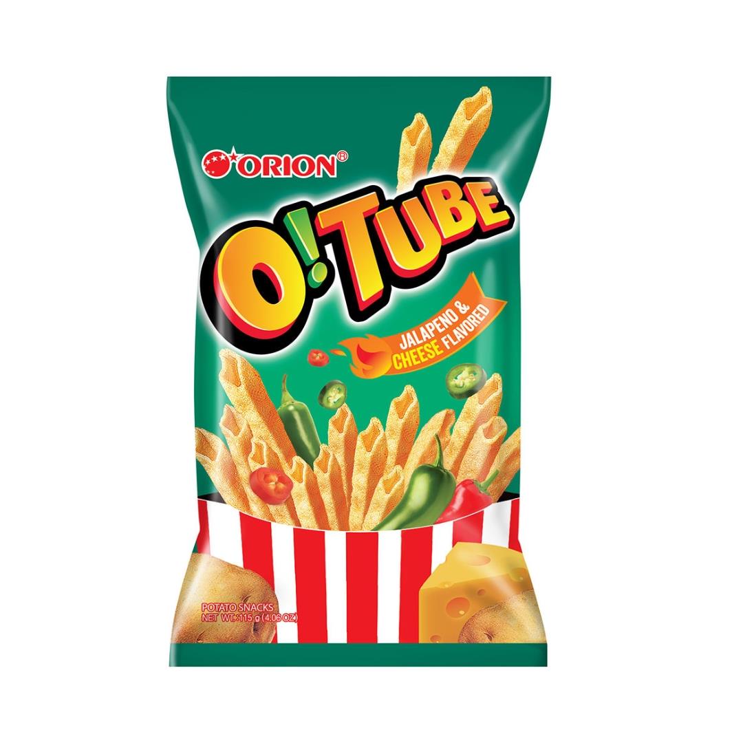 Orion O!Tube potato snacks jalapeno and cheese flavour, UK version