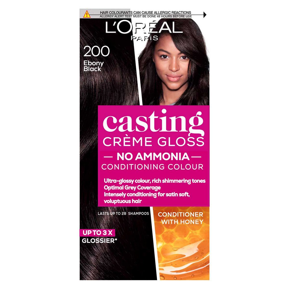 L'Oreal Paris Casting Creme Gloss Semi-Permanent Hair Dye, Black Hair Dye 200 Ebony Black GOODS Boots   