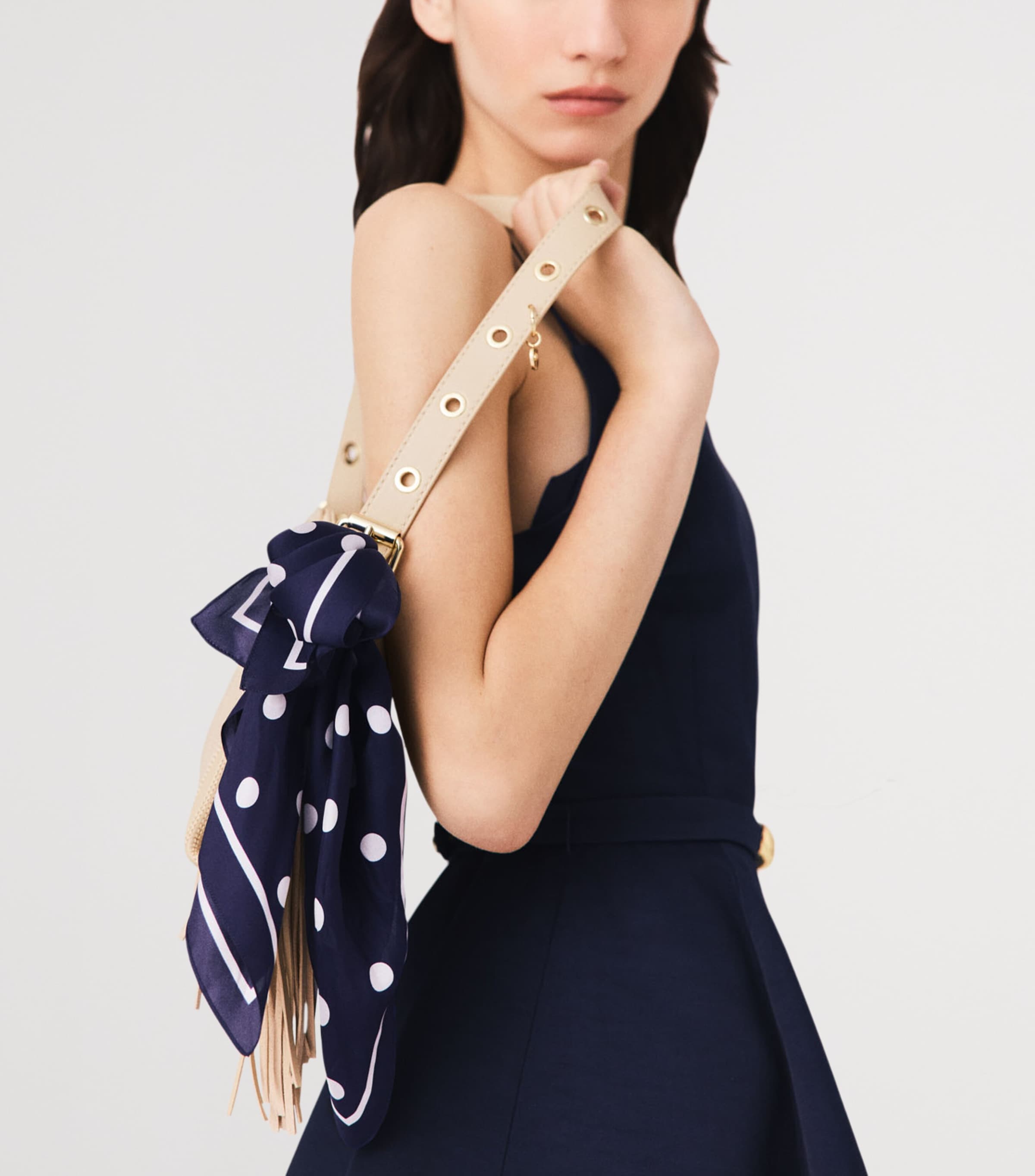 Maje silk polka-dot scarf 60x60cm, imported from the UK
