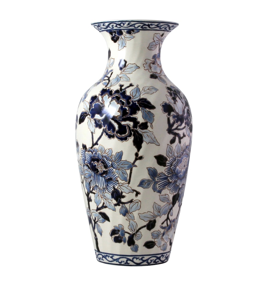 Gien Pivoines Fluted ceramic vase 26cm, imported from the UK